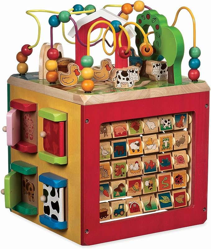 battat wooden activity cube